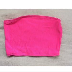 Hot pink ribbed bandeau
